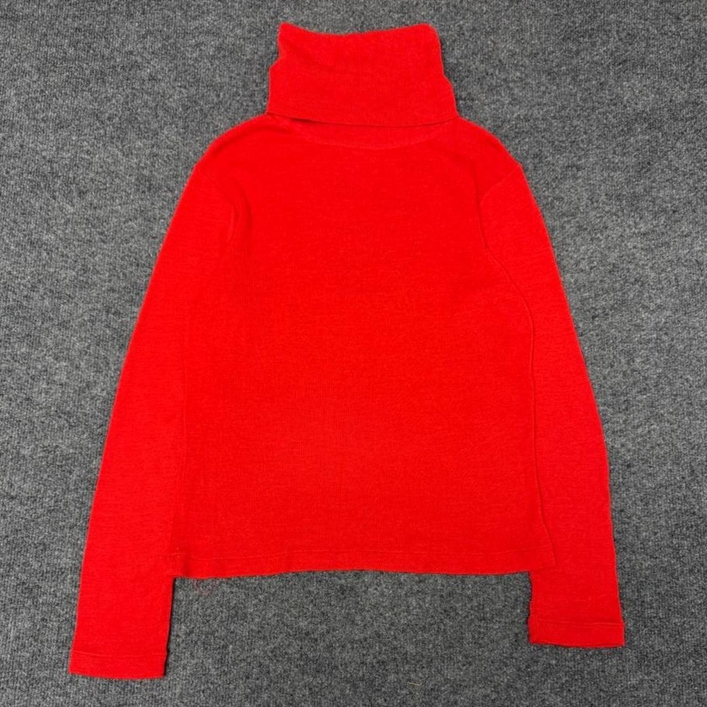 Vintage 60s Sheridan Red Turtleneck Sweater Wool Blend Knit Shirt Womens Small